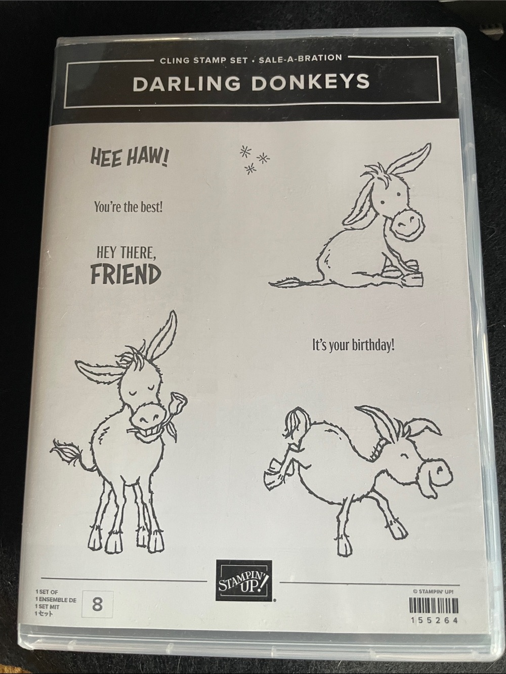 Stampin' Up! Darling Donkeys Cling Stamp Set - Black & White